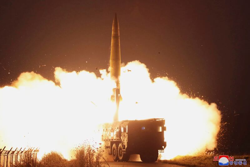 A missile test at a clandestine location in North Korea. AP