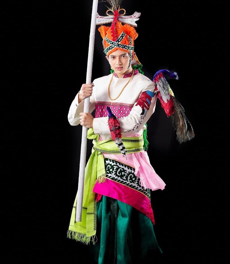 Mister International India Lukanand Kshetrimayum in his national costume. 