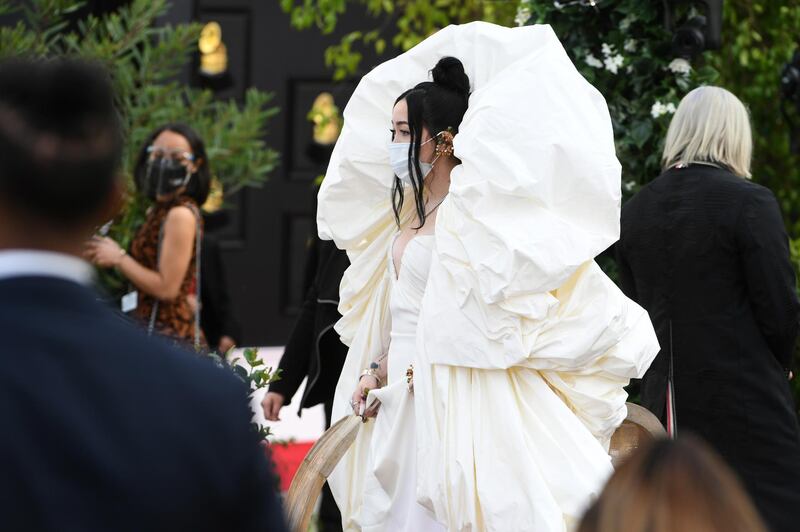 Noah Cyrus's eye-catching Schiaparelli gown was the talk of the night. EPA