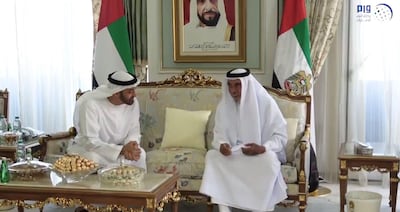 Sheikh Mohamed bin Zayed, Crown Prince of Abu Dhabi and Deputy Supreme Commander of the Armed Forces, visits President Sheikh Khalifa in his Evian home to wish him well on the second day of Eid Al Adha. Wam