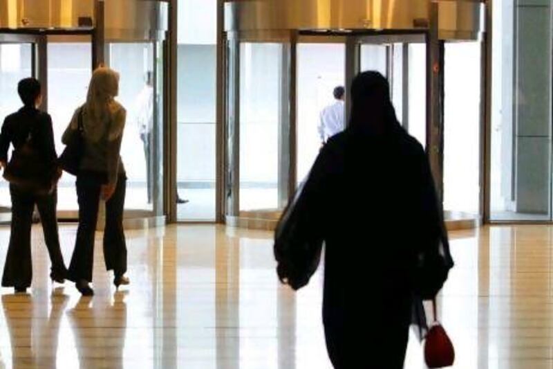 Emirati women make up 66 per cent of the public-sector workforce but just 4 per cent of the private-sector at any level. Jaime Puebla / The National
