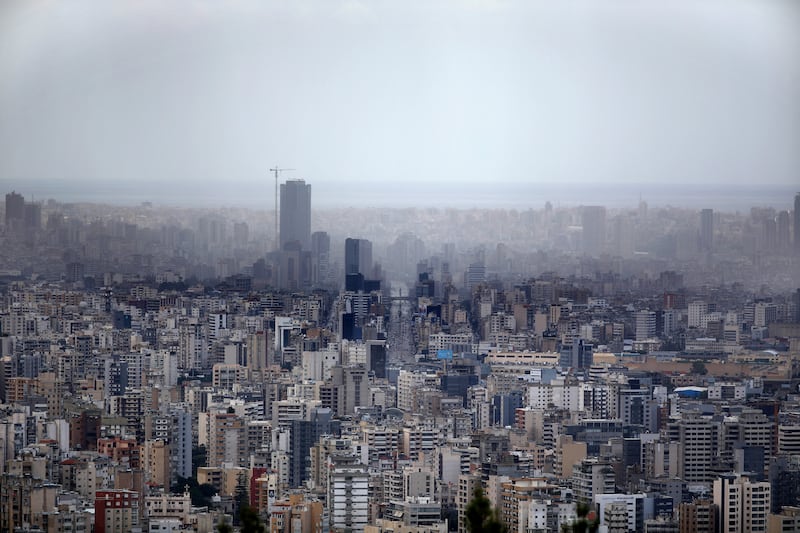 A haze covers southern Beirut in May 2020 as pollution levels began to rise after the 2019 economic collapse. AFP