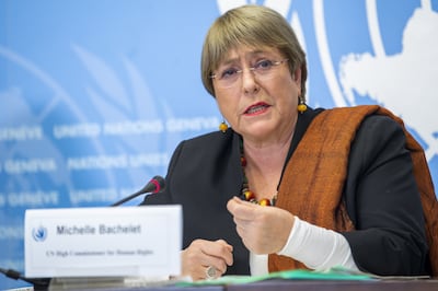 UN High Commissioner for Human Rights Michelle Bachelet speaks about Tigray. Photo: EPA