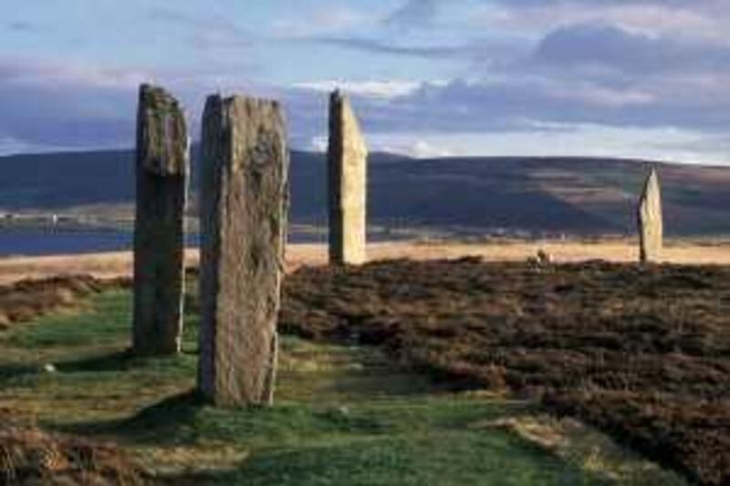 HI-RES: Ring of Brogar, megalithic stone circle, Orkney, Scotland. (Goran Burenhult / Photolibrary.com)