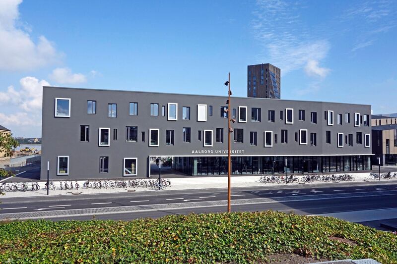 E7HHJK New Aalborg University building by Limfjorden in Aalborg Denmark