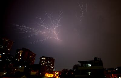 Lightning in Bengaluru. Between 2020 and 2021, there were 18.5 million lightning strikes across India. EPA