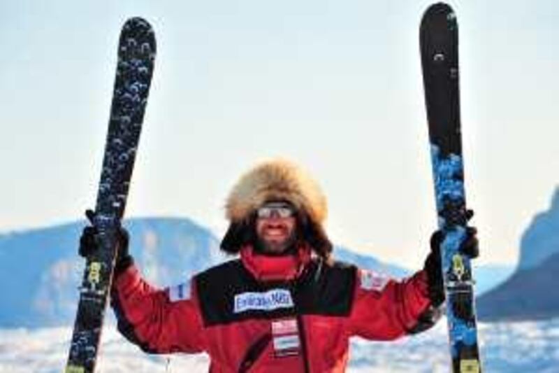 Adrian Hayes celebrates reaching the Arctic Ocean.

Courtesy Adrian Hayes