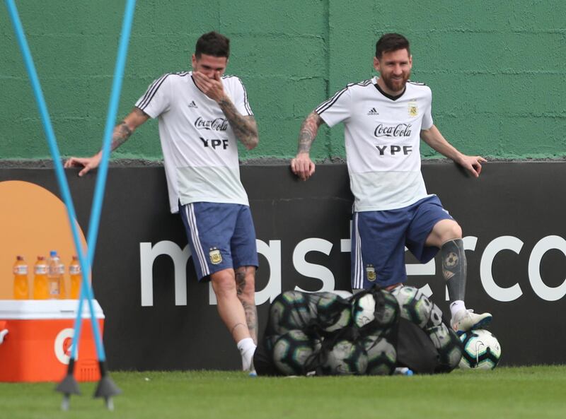 Messi relaxes with a ball under his foot. Reuters