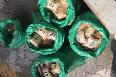 With the help of a K-9 unit, officers found bags of pills hidden in a fuel container. Dubai Customs