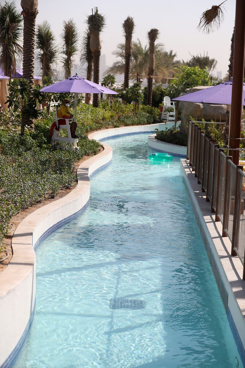 The lazy river at Centara Mirage Beach Resort Dubai.