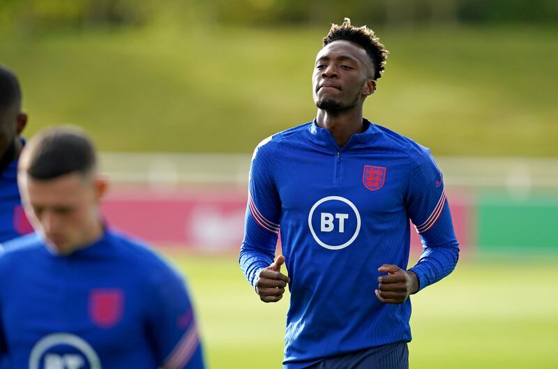 England striker Tammy Abraham during training session at St George's Park in Burton upon Trent. PA