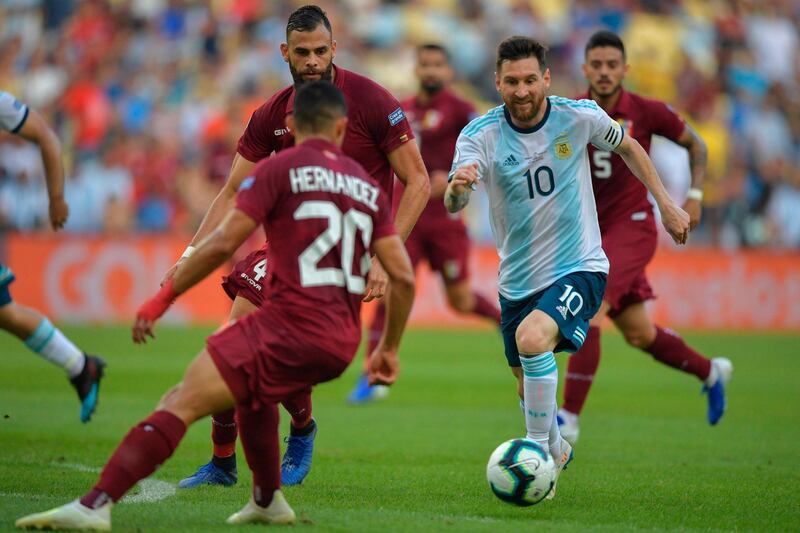 Lionel Messi in action against Venezuela during the Copa America Brazil 2019 quarter-final. AFP