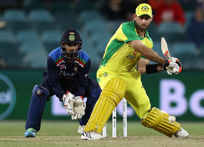 Glenn Maxwell plays a reverse sweep at the Manuka Oval in Canberra. Getty