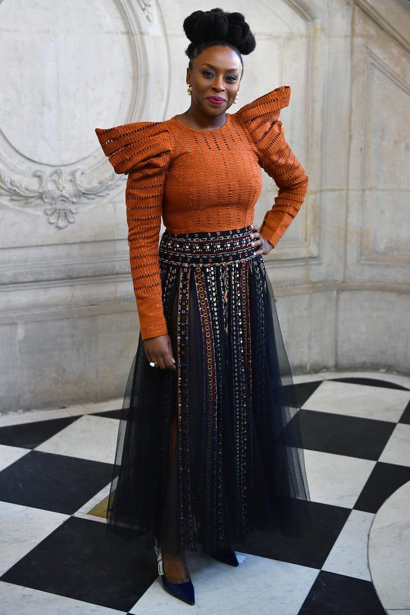 Nigerian writer Chimamanda Ngozi Adichie attends the Dior Women's Spring-Summer 2020 show in Paris. AFP
