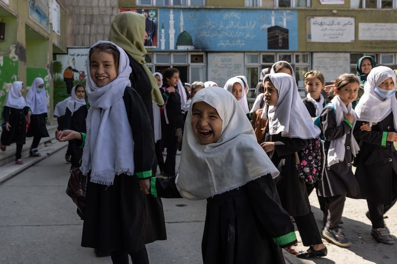 Today, the only girls in class at Zarghona High School in Afghanistan are those below grade six who the Taliban have said can return. All photos: Stefanie Glinski for The National