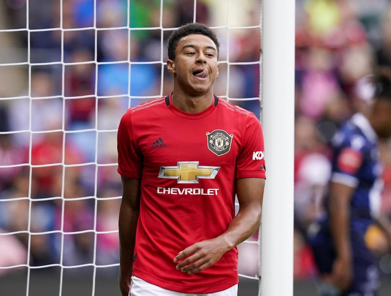 Lingard reacts during Tuesday's friendly clash. Reuters