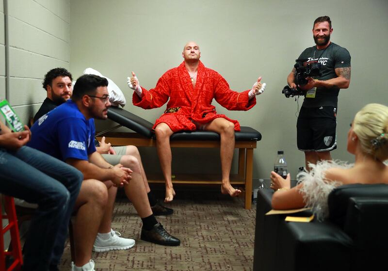 Handout photo provided by Mikey Williams/Top Rank of Tyson Fury preparing for his fight with Germany’s Tom Schwarz at the MGM Grand in Las Vegas. PA Wire