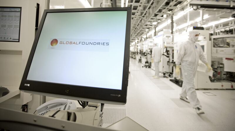 The Dresden fabrication plant of GlobalFoundries produces 28nm, 32nm, 40nm and 45nm semi-conductor chips. The company is expanding production in the US, Germany and Singapore. Jeff Topping / The National
