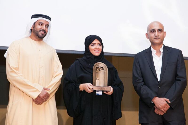 Abu Dhabi's Reem Al Meqbali won the Student Short Narrative Competition for her film Oops. Courtesy Abu Dhabi Film Festival