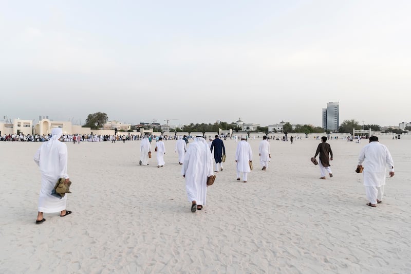 Morning prayers at the Bur Dubai Eid Musallah, or prayer ground.