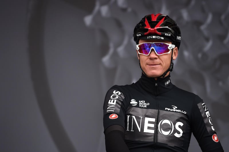 (FILES) In this file photo taken on May 2, 2019 Chris Froome of Team Ineos poses before the start of the first stage of the Tour de Yorkshire in Doncaster, north England.  Chris Froome embarks on June 9, 2019 on the mountainous eight-day stage race of the Criterium du Dauphine, the race traditionally seen as a litmus test for July's Tour de France. / AFP / Oli SCARFF                          
