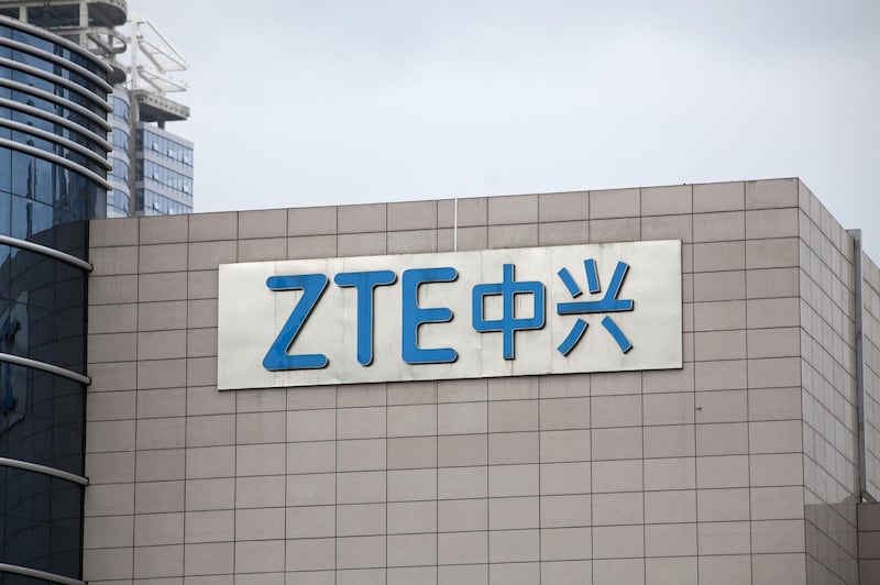 Signage is displayed at the ZTE Corp. headquarters in Shenzhen, China, on Monday, June 4, 2018. ZTE, the Chinese telecom company that's become a focal point of the nation's trade dispute with the U.S., last week replaced one of its most powerful executives in a move that may signal efforts to placate American demands. Photographer: Giulia Marchi/Bloomberg