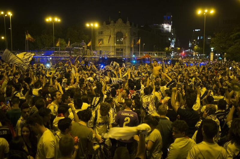 Real Madrid supporters celebrate their team’s Champions League title in Madrid, early Sunday, June 4, 2017. Francisco Seco / AP Photo