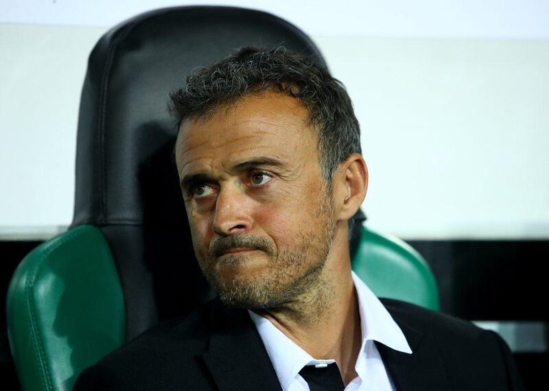 Barcelona manager Luis Enrique looks on before the Champions League match between Borussia Monchengladbach and FC Barcelona. Alex Grimm / Getty Images