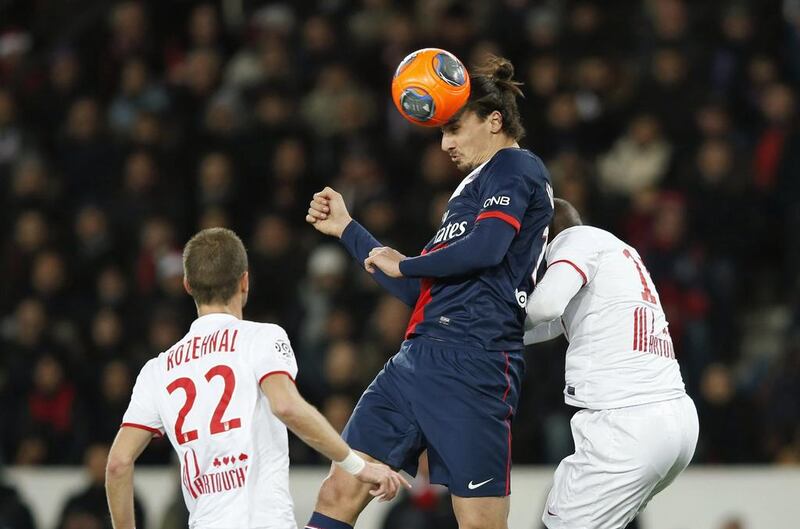 PSG’s Zlatan Ibrahimovic, centre, has already scored 15 goals this season. Benoit Tessier / Reuters