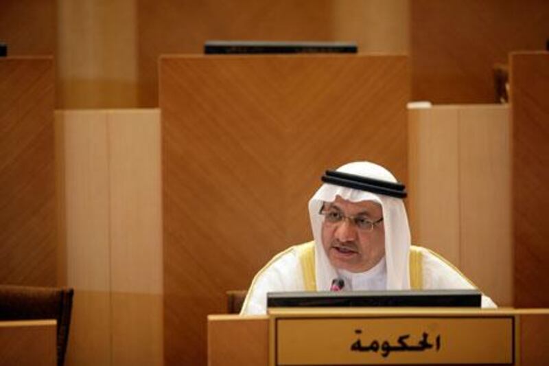 June 11, 2012 (Abu Dhabi) Minister of Education Humaid Mohammed Obeid al Qattami speaks to the FNC in Abu Dhabi June 11, 2013. (Sammy Dallal / The National)