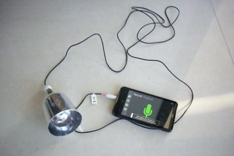 A prototype of the foetal monitoring device, which works with a mobile.