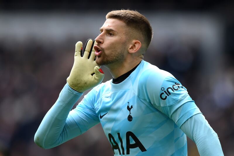SPURS RATINGS: White’s presence clearly affected him before Arsenal’s two first-half goals from corners but defenders offered him no protection. Toe-poked Saka shot over bar early in second half that would have made it 4-0. Getty Images
