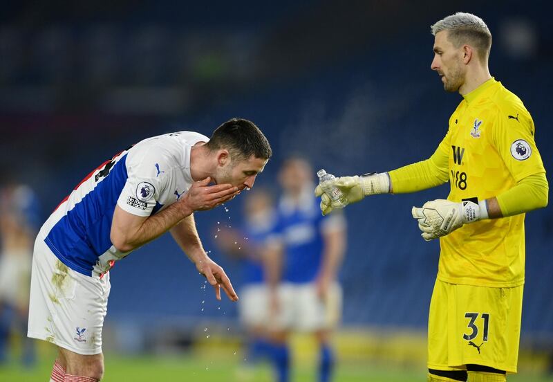 Crystal Palace's Gary Cahill and Vicente Guaita. Reuters