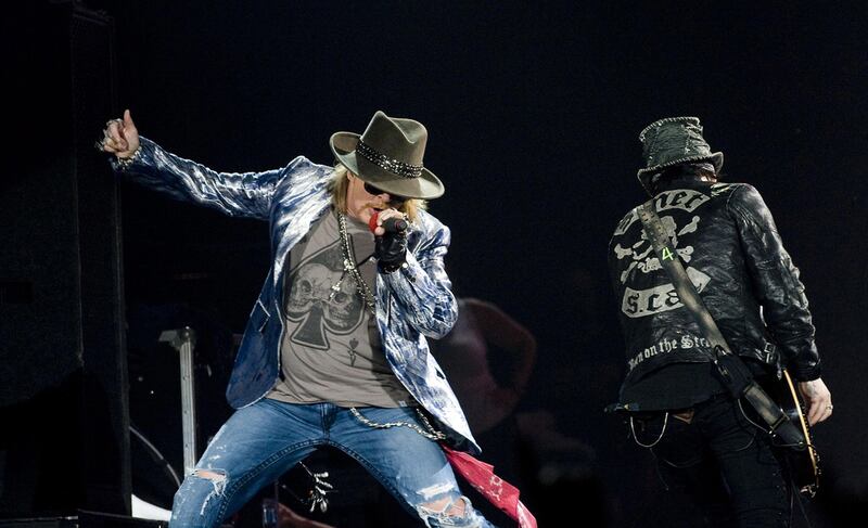 Axl Rose of Guns N' Roses performs at the O2 arena in London. Courtesy Press Association
