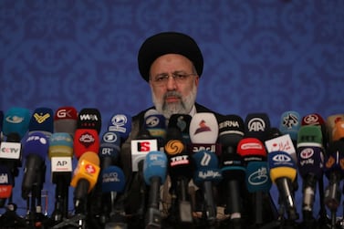 Iran's new President-elect Ebrahim Raisi during a news conference in Tehran, Iran, June 21, 2021. AP Photo