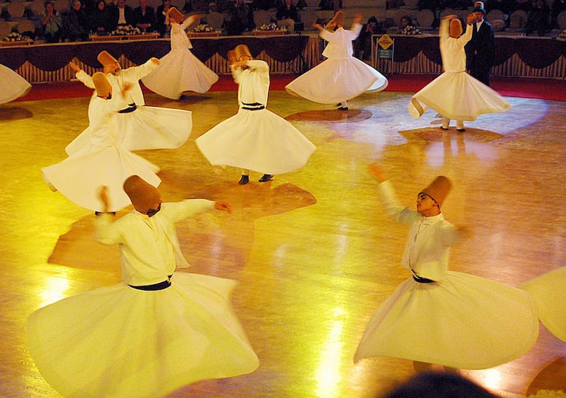 Whirling dervishes in Konya, Turkey, commemorate the death of the mystical Sufi poet Rumi. On the day known as Wedding Night, or Seb-i Arus in Turkish, Sufis celebrate what Rumi called his "reunion with God." Dan Boylan for The National