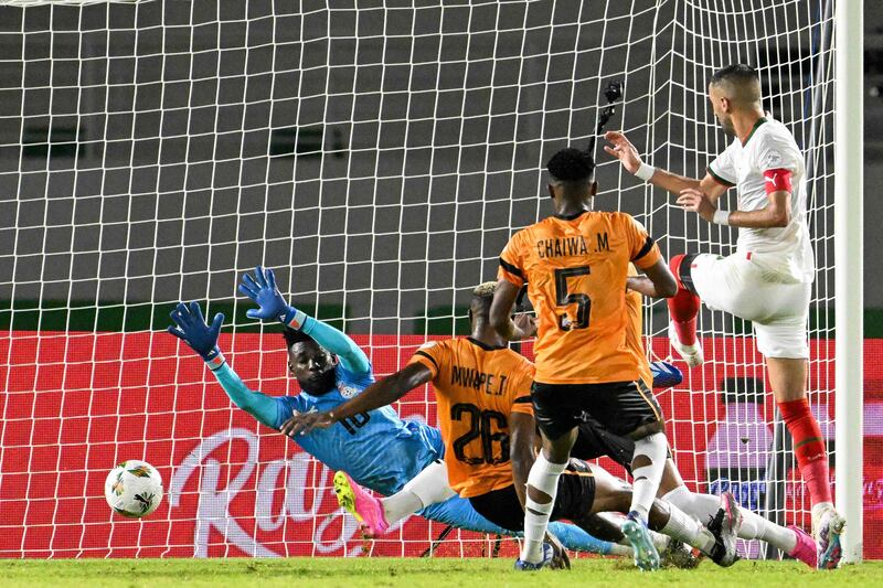 Hakim Ziyech scores the winner against Zambia. AFP