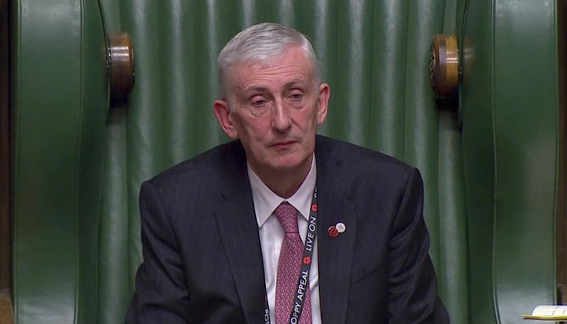 Sir Lindsay Hoyle is seen after being elected the new Speaker of the House of Commons, in London, Britain November 4, 2019, in this screen grab taken from video. Parliament TV via REUTERS. THIS IMAGE HAS BEEN SUPPLIED BY A THIRD PARTY.