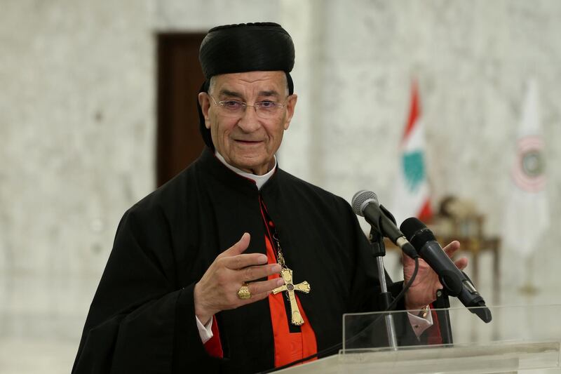 FILE PHOTO: Lebanese Maronite Patriarch Bechara Boutros Al-Rai speaks after meeting with Lebanon's President Michel Aoun at the presidential palace in Baabda, Lebanon July 15, 2020. Dalati Nohra/Handout via REUTERS ATTENTION EDITORS - THIS IMAGE WAS PROVIDED BY A THIRD PARTY/File Photo