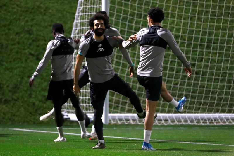 Mohamed Salah and his Liverpool teammates train ahead of their Fifa Club World Cup semi-final against Mexico's Monterrey. Reuters