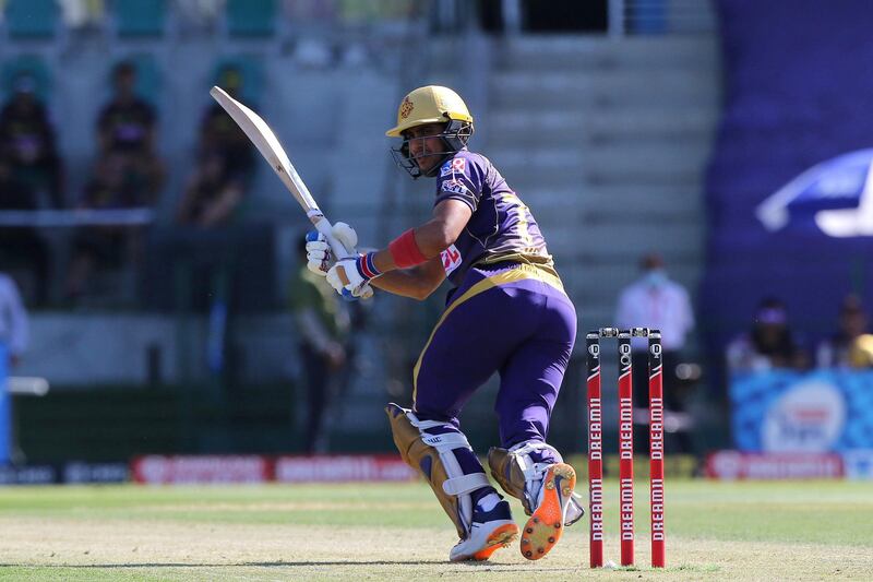 Shubman Gill of Kolkata Knight Riders  plays a shot during match 35 of season 13 of the Dream 11 Indian Premier League (IPL) between the Sunrisers Hyderabad and the Kolkata Knight Riders at the Sheikh Zayed Stadium, Abu Dhabi  in the United Arab Emirates on the 18th October 2020.  Photo by: Pankaj Nangia  / Sportzpics for BCCI