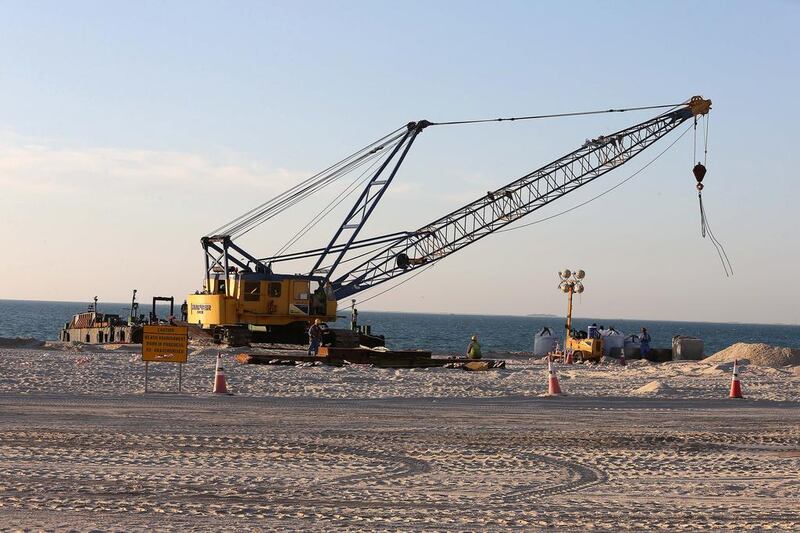 Construction work near the Sunset Beach in Dubai. Pawan Singh / The National 