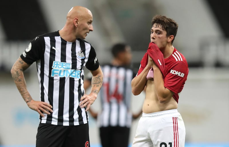 Jonjo Shelvey - 7: Involved in build-up for opening goal but looked off the pace at times in first half. Saw scuffed first-time shot easily saved by De Gea. Better after break as he cleared Maguire header off the line in second half and sent over brilliant cross from right that was crying out for a finish. Saw shot well saved by De Gea. AP