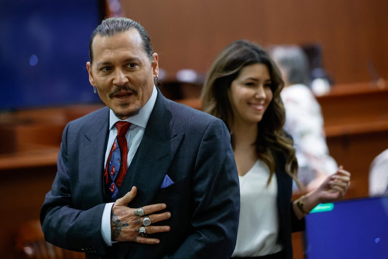 Depp stands in the courtroom during a break in the hearing. AFP