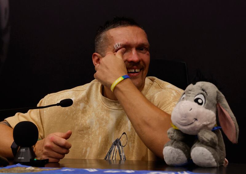 Oleksandr Usyk during a press conference following his undisputed heavyweight world title victory over Tyson Fury. Reuters