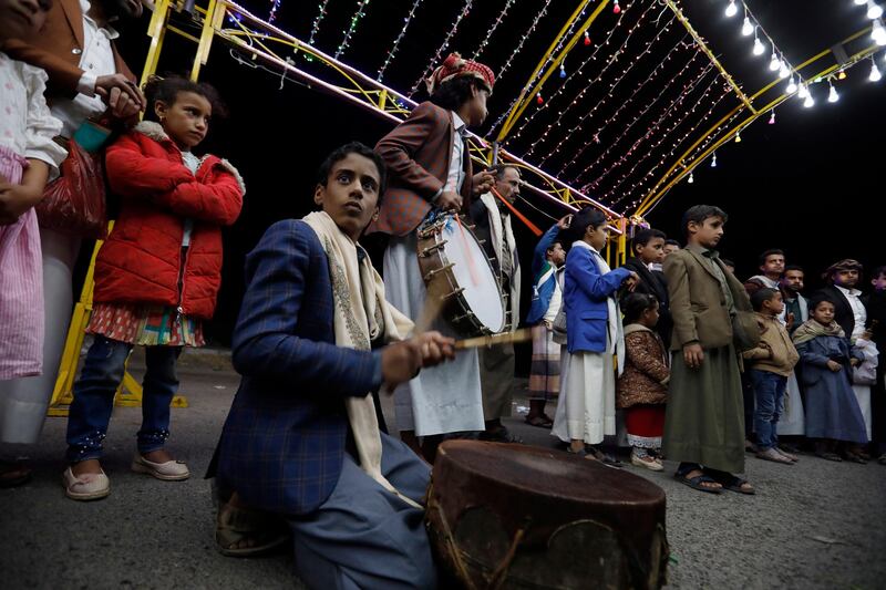 Yemenis dance during a traditional wedding ceremony in Sana'a, Yemen. EPA