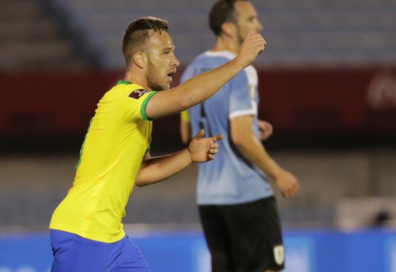 November 17, 2020. Uruguay 0 Brazil 2 (Arthur 33', Richarlison 45'): First-half goals from Arthur and Richarlison maintained Covid and injury-hit Brazil's 100 per cent record against a Uruguay team they had not lost against since 2001. Uruguay striker Edinson Cavani was shown a straight red for a challenge on Richarlison following a VAR review. EPA 