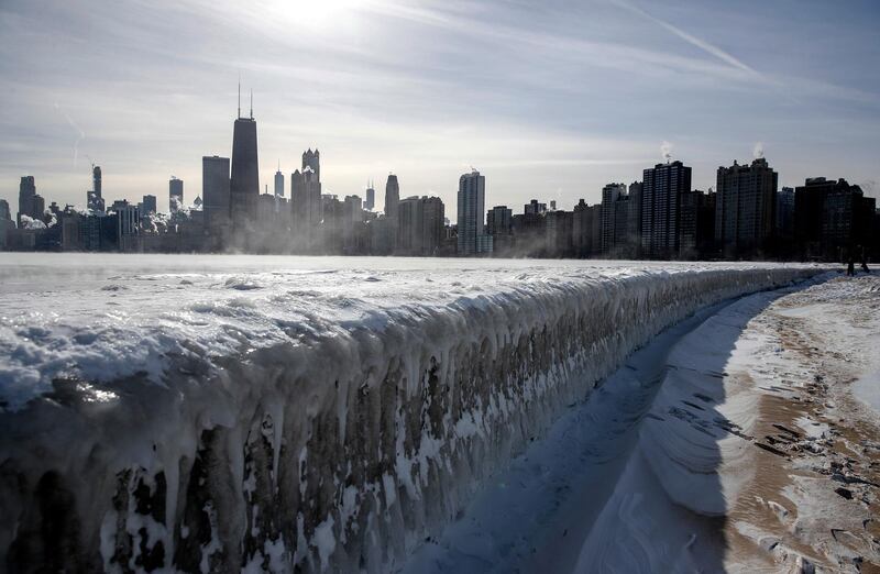 Steam rises from the city buildings and Lake Michigan in Chicago, Illinois, USA. EPA