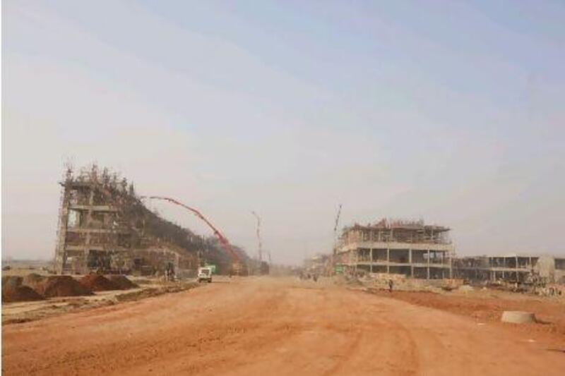 Construction of the Jaypee International Race Circuit in Uttar Pradesh, 50km south-east of the Indian capital New Delhi.