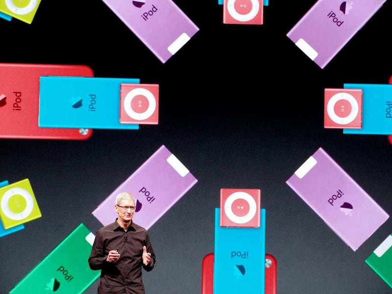 Apple chief executive Tim Cook presents the new iPod Nano in September 2012. The technology company has the reputation as one of the most innovative brands in the world. Glenn Chapman / AFP